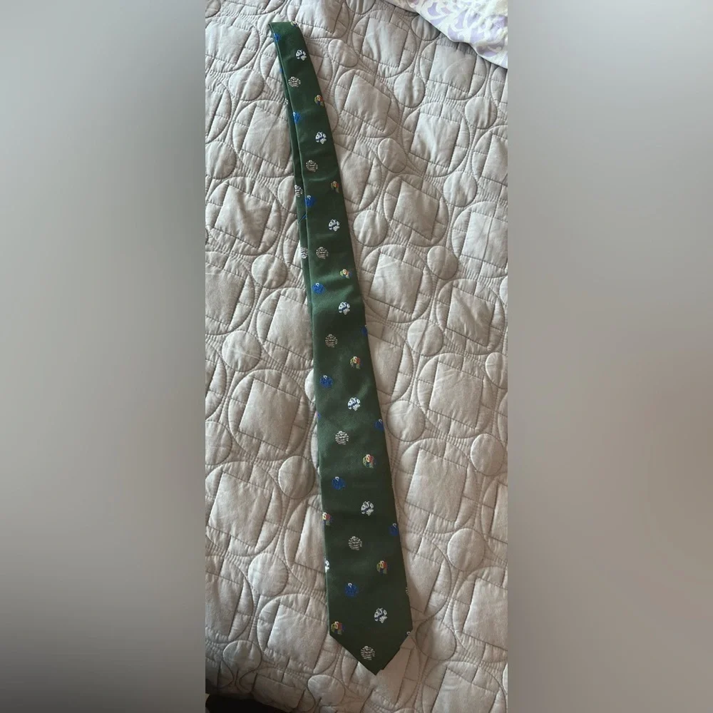 J. Crew Green and Blue Silk Tie with Pattern